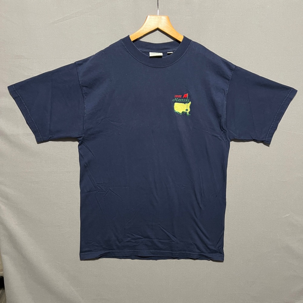 Vintage 1997 Masters Tournament Shirt Mens Medium Navy Blue Augusta National USA